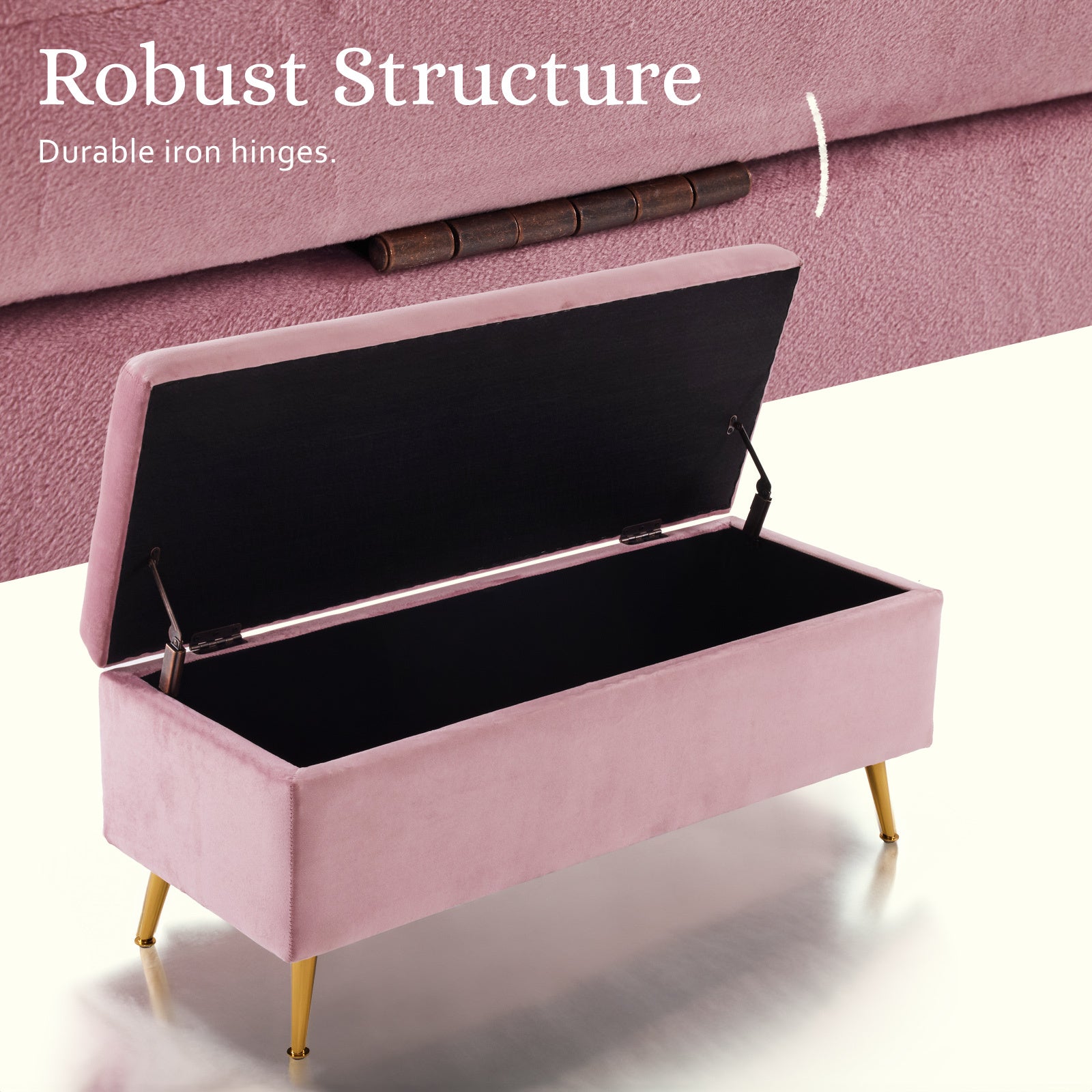 Storage Ottoman Stool Bench Seat 110cm Velvet PINK - VogueDecor.au