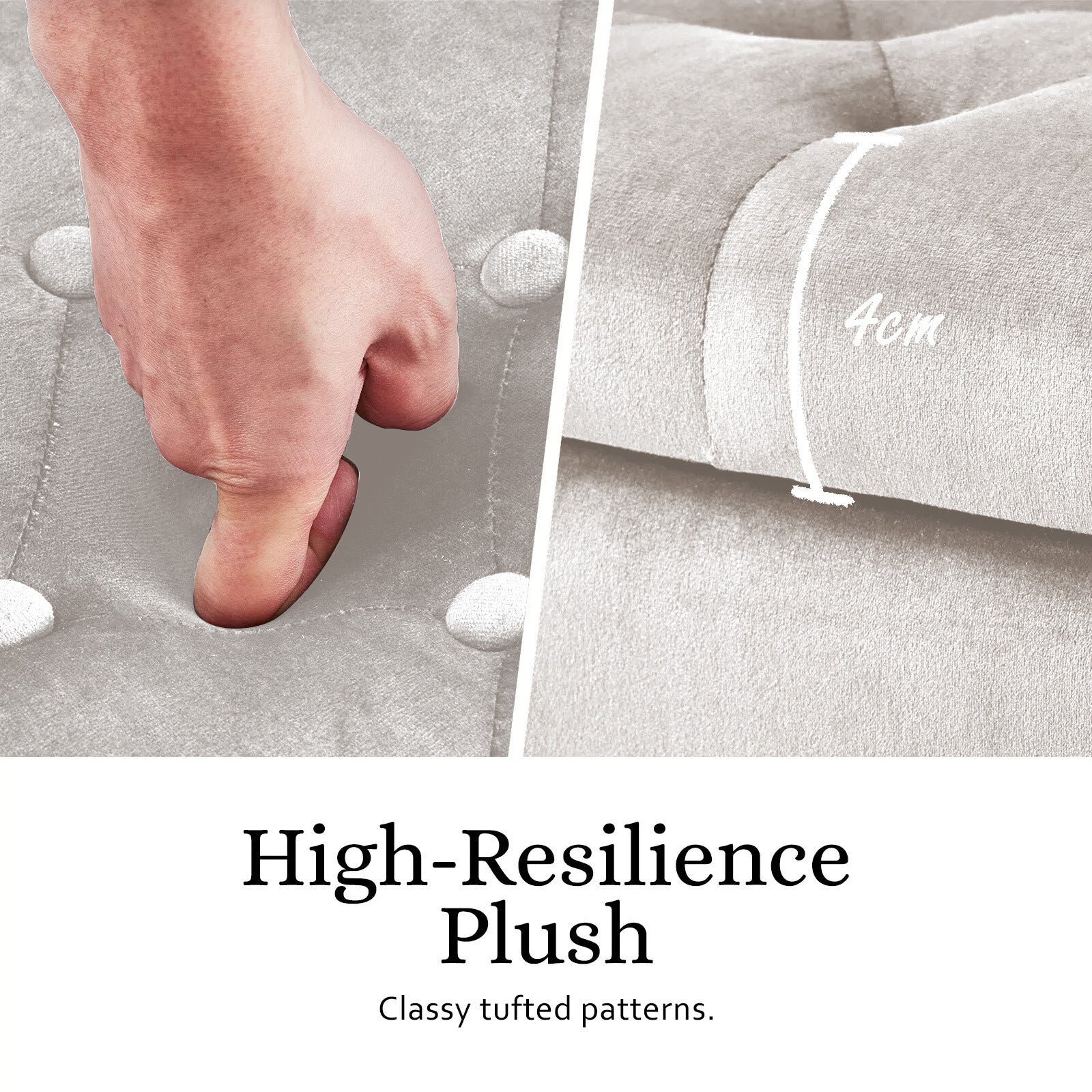 Storage Ottoman Stool Arm Bench Seat 132cm Velvet BEIGE - VogueDecor.au