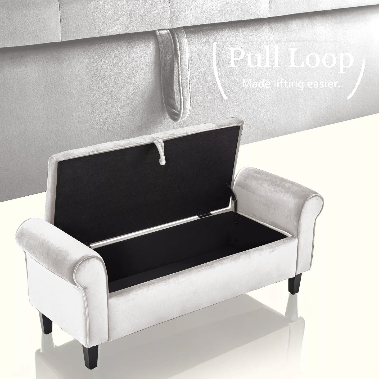 Storage Ottoman Stool Arm Bench Seat 132cm Velvet BEIGE - VogueDecor.au