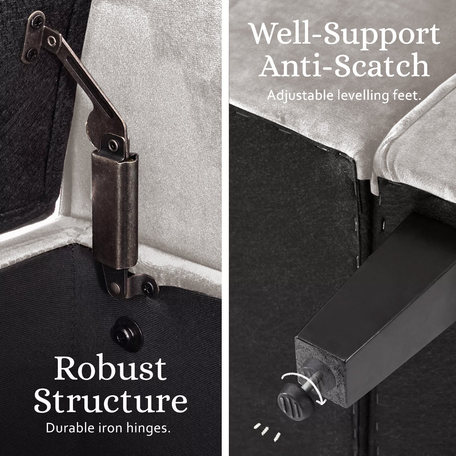 Storage Ottoman Stool Arm Bench Seat 132cm Velvet BEIGE - VogueDecor.au