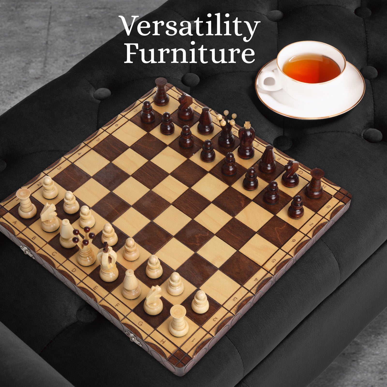 Storage Ottoman Stool Arm Bench Seat 132cm Velvet BLACK - VogueDecor.au