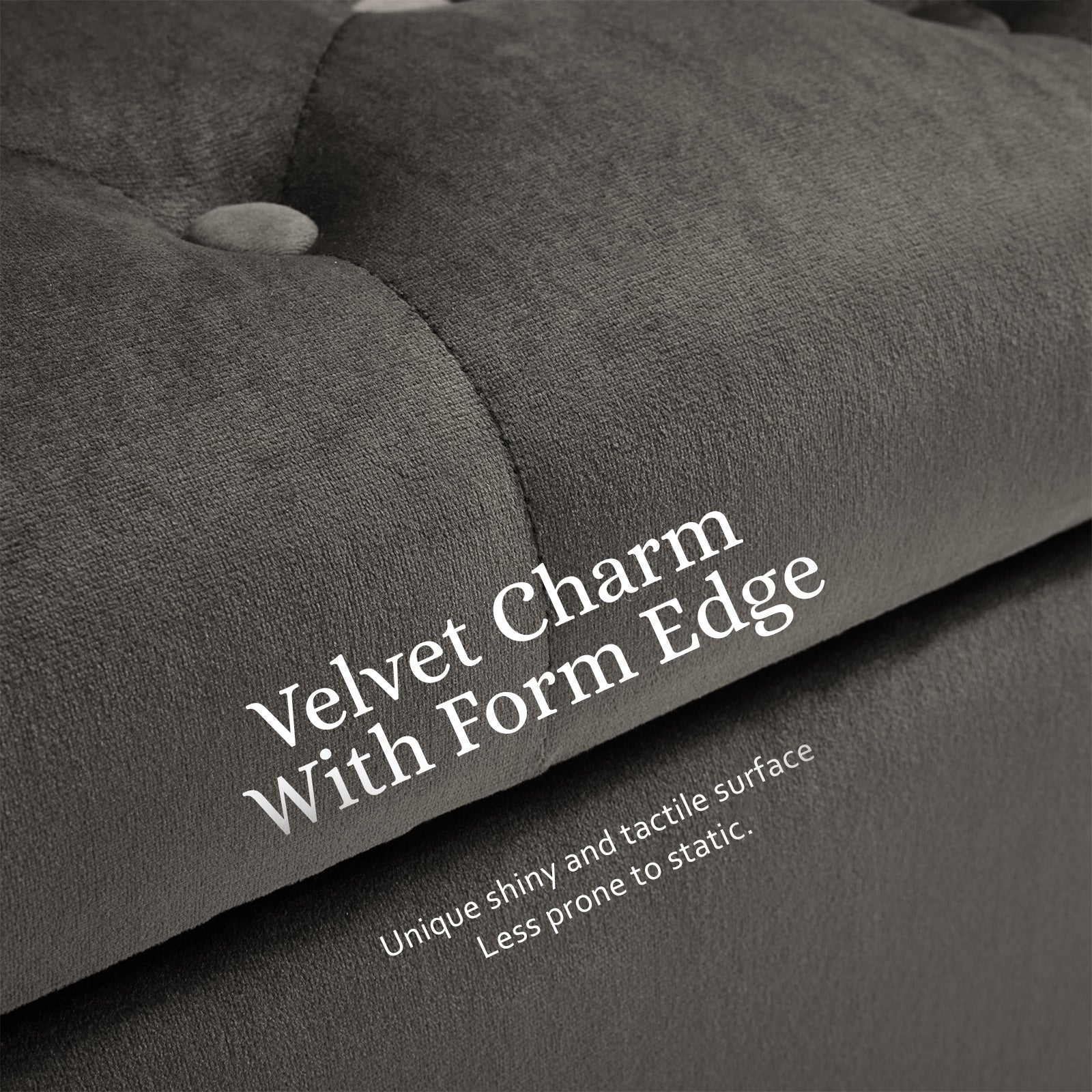 Storage Ottoman Stool Arm Bench Seat 132cm Velvet GREY - VogueDecor.au