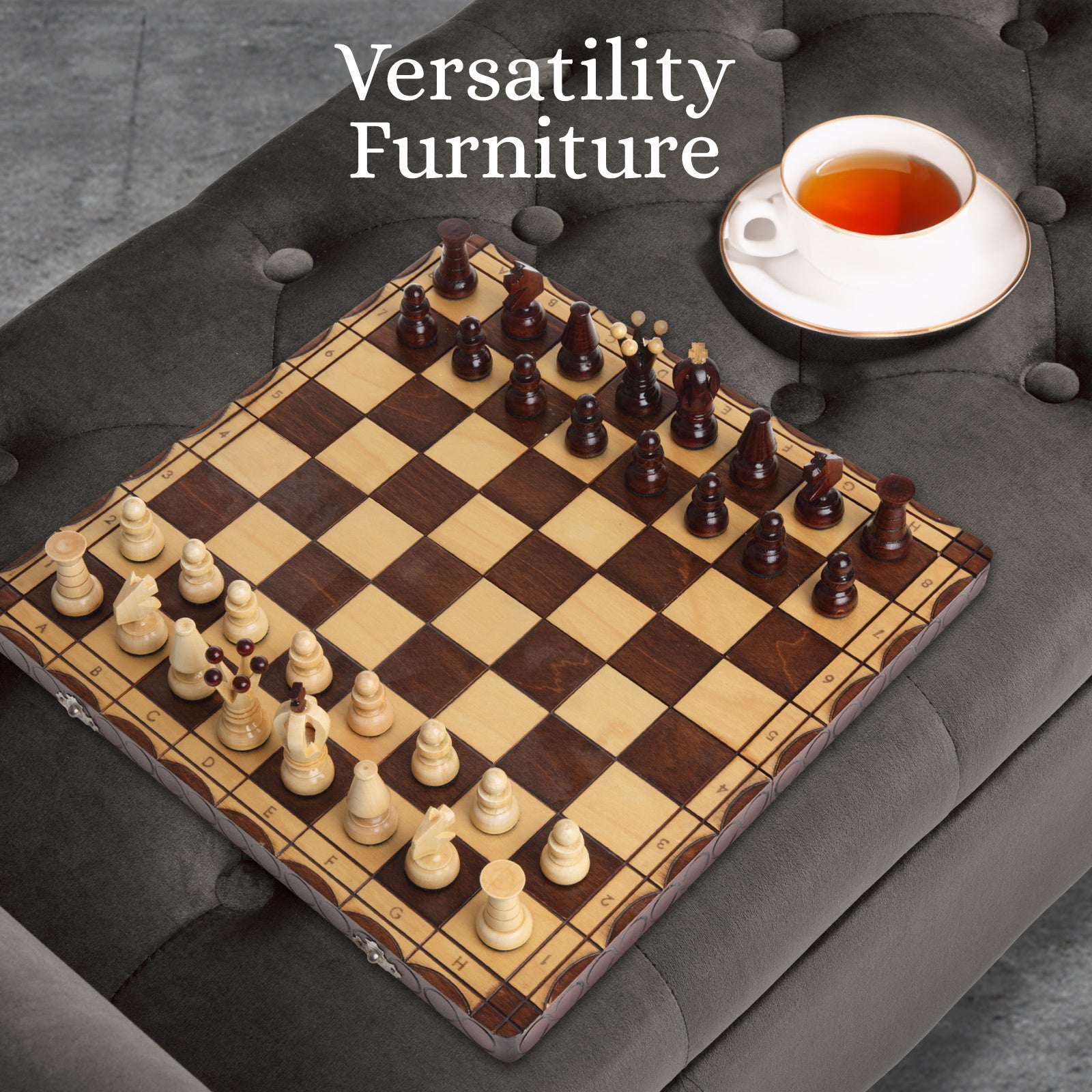 Storage Ottoman Stool Arm Bench Seat 132cm Velvet GREY - VogueDecor.au