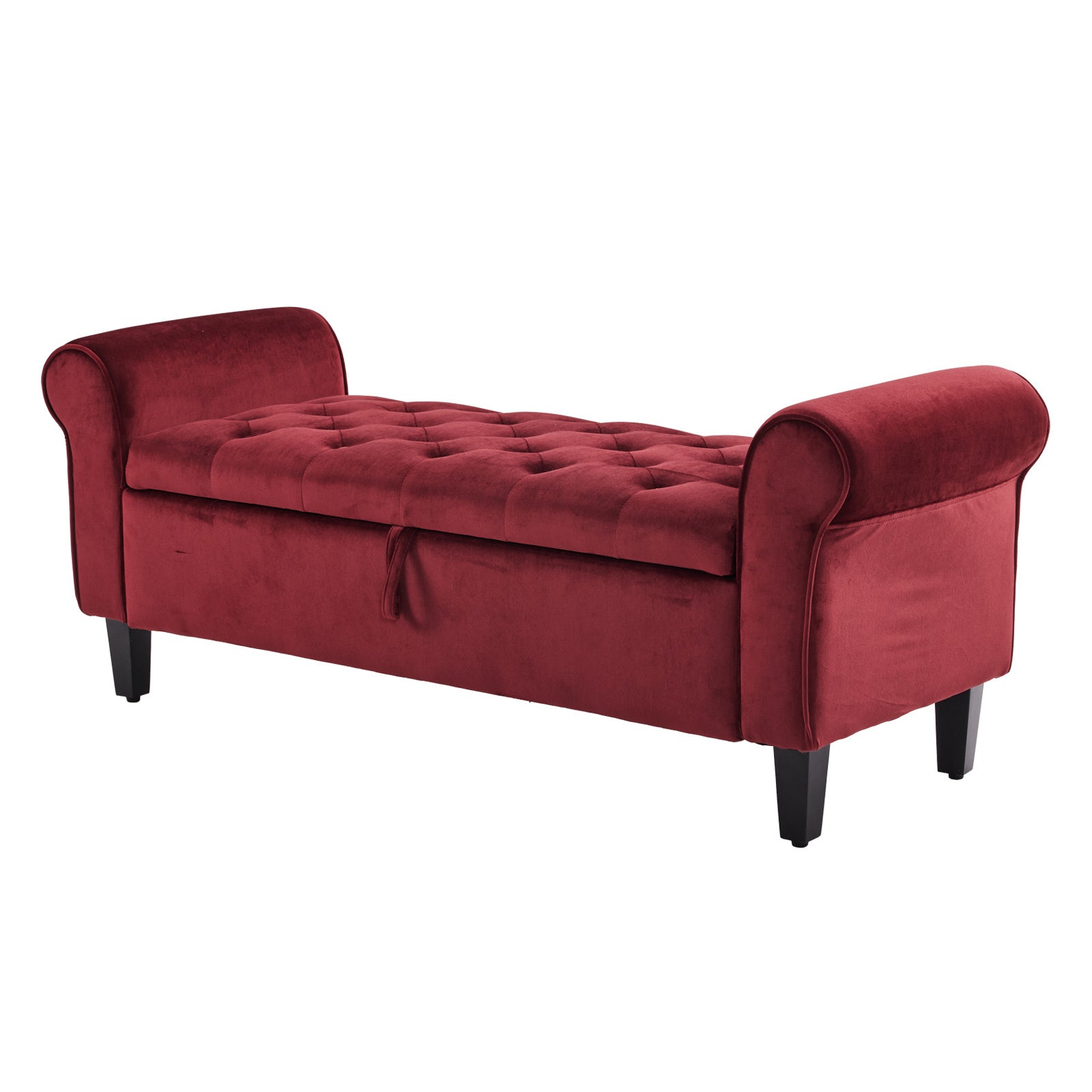 Storage Ottoman Stool Arm Bench Seat 132cm Velvet RED - VogueDecor.au