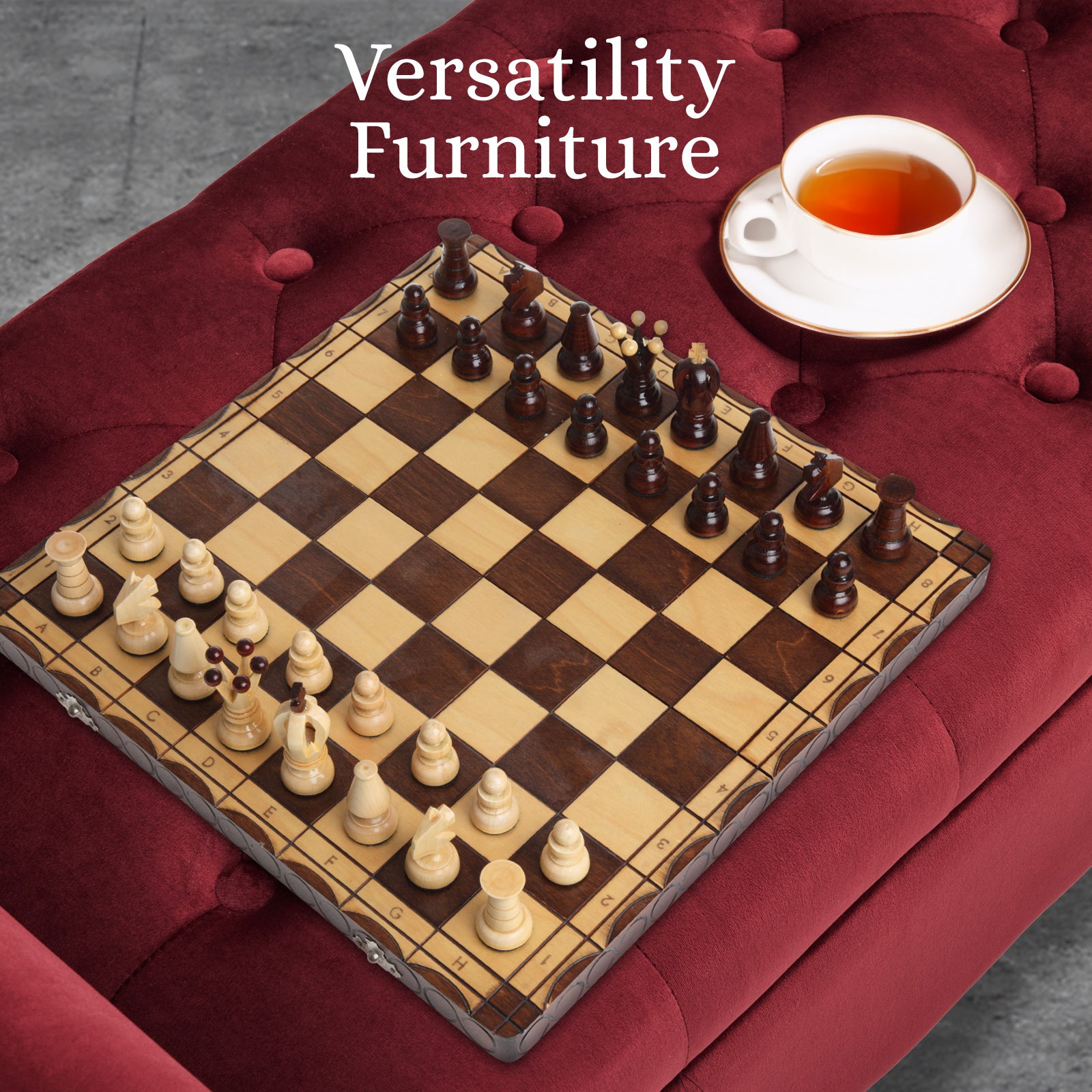 Storage Ottoman Stool Arm Bench Seat 132cm Velvet RED - VogueDecor.au