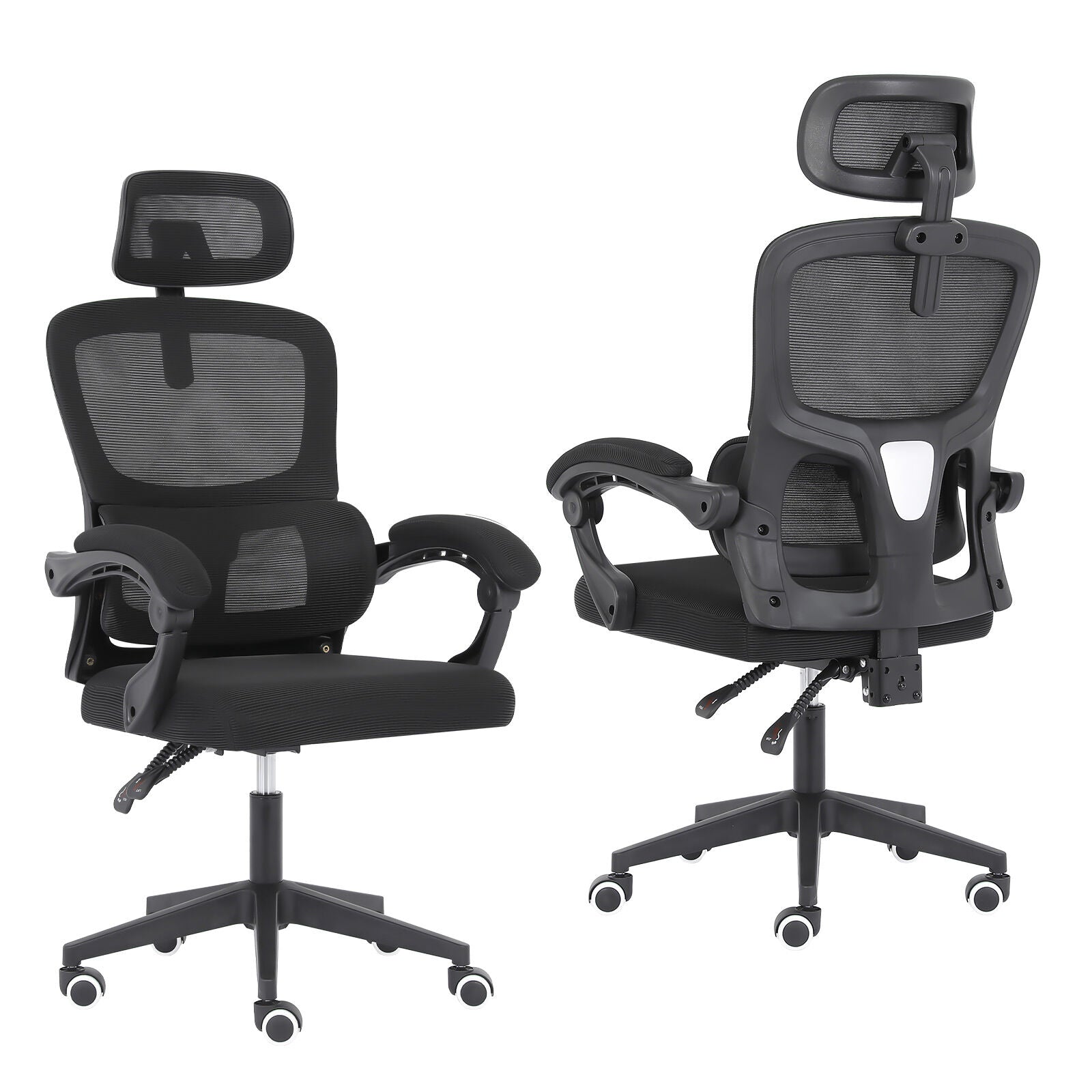 Ergonomic Reclining Office Chair - Lumbar Support, Adjustable Headrest VELTRA - BLACK