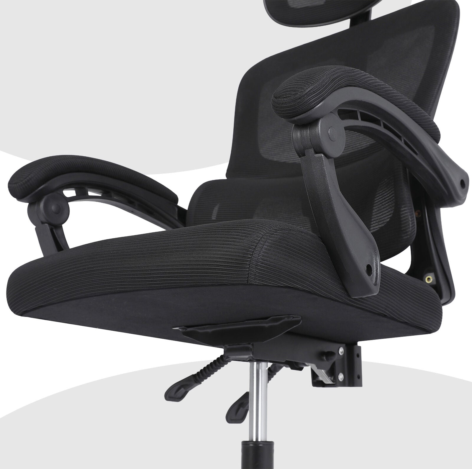 Ergonomic Reclining Office Chair - Lumbar Support, Adjustable Headrest VELTRA - BLACK