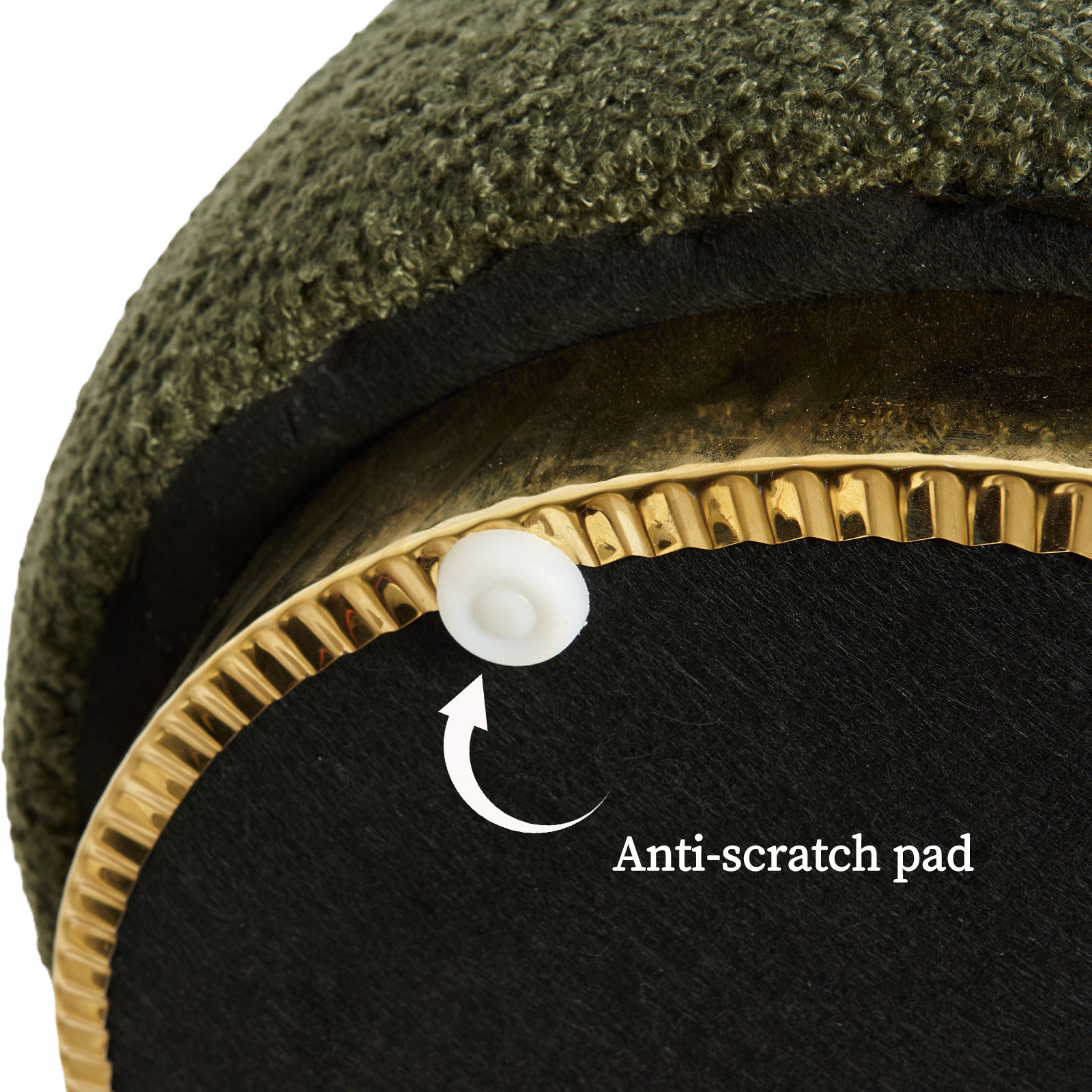 2X Round Stacked Ottoman Stool Teddy Fleece Fabric Foot Rest 38cm GREEN - VogueDecor.au