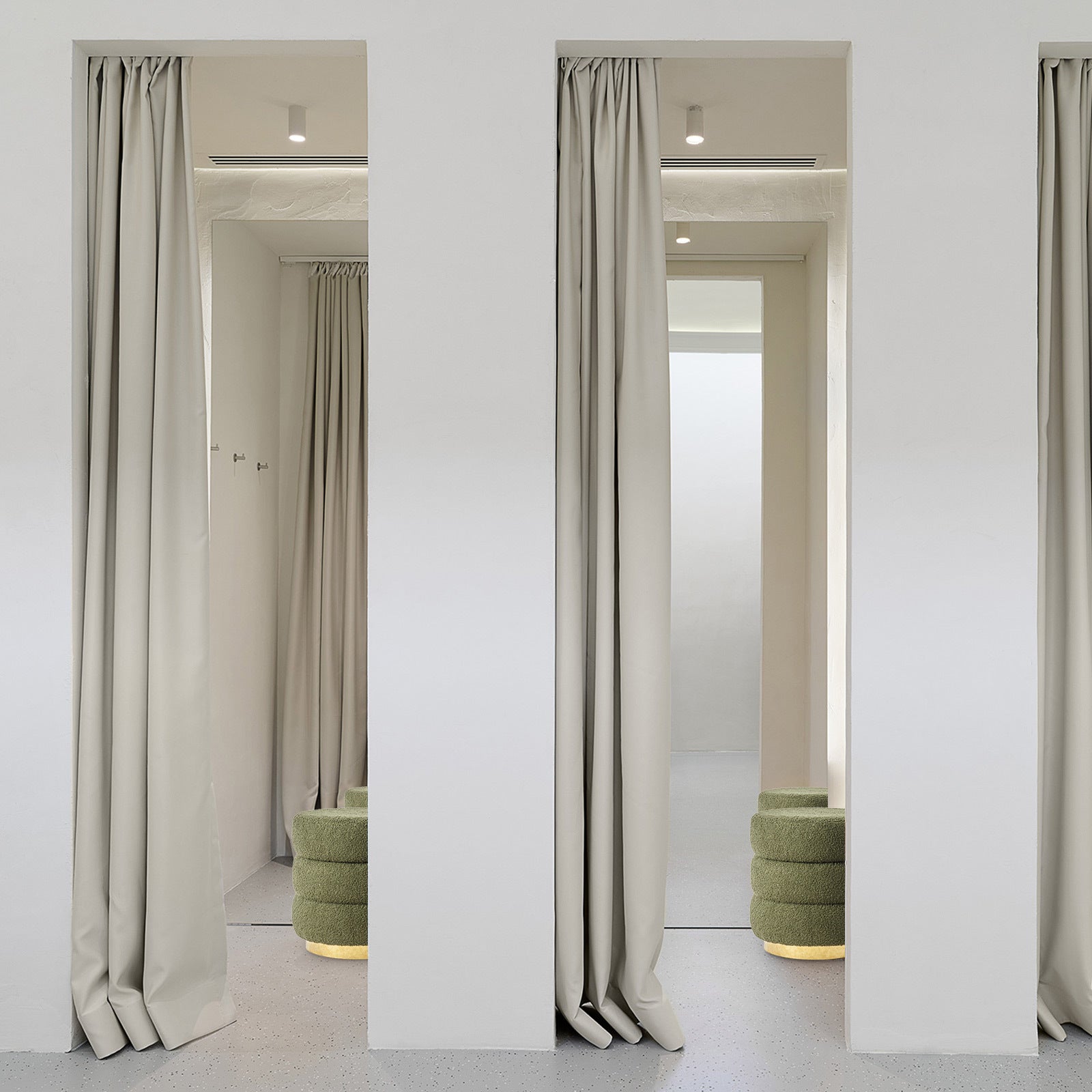 2X Round Stacked Ottoman Stool Teddy Fleece Fabric Foot Rest 38cm GREEN - VogueDecor.au