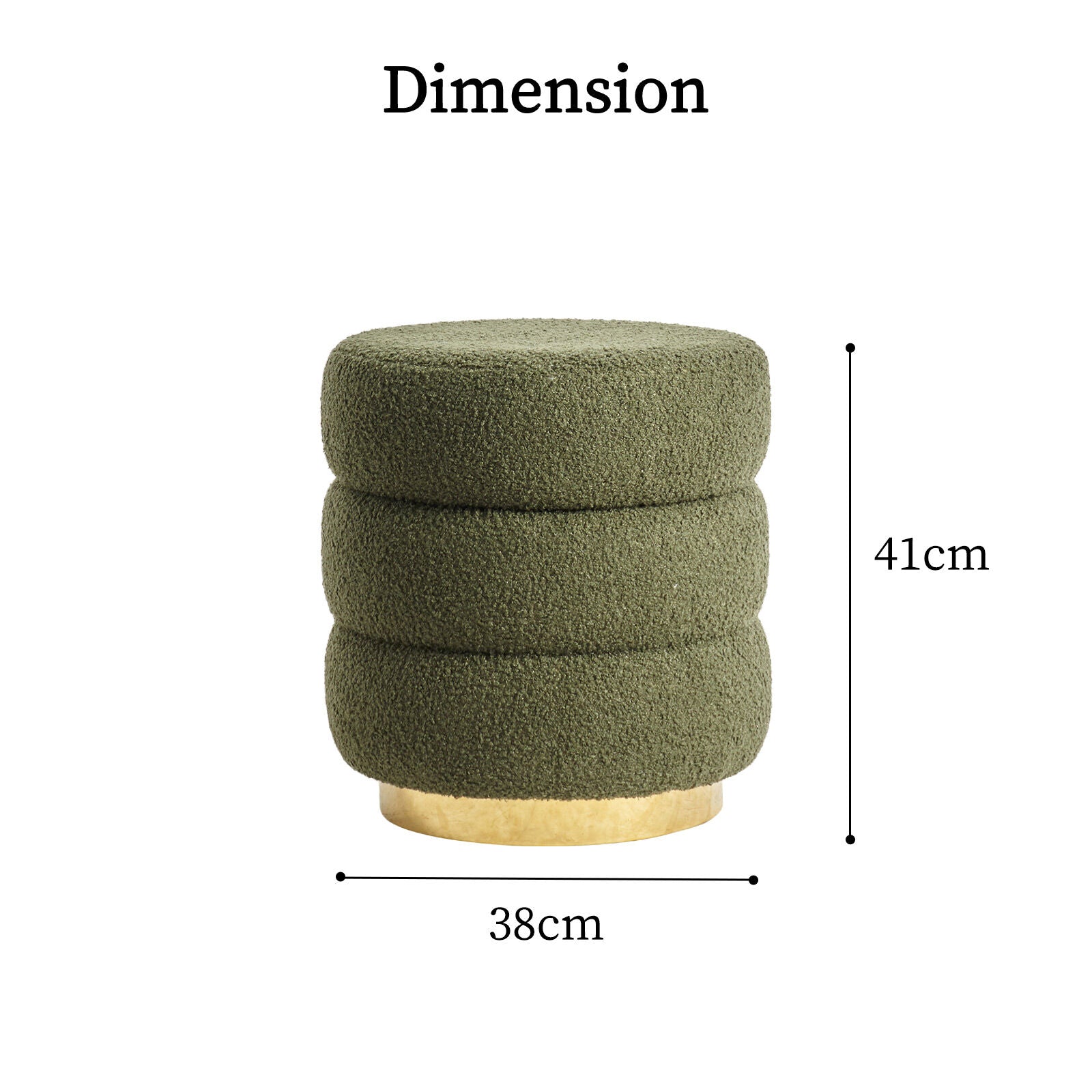 2X Round Stacked Ottoman Stool Teddy Fleece Fabric Foot Rest 38cm GREEN - VogueDecor.au