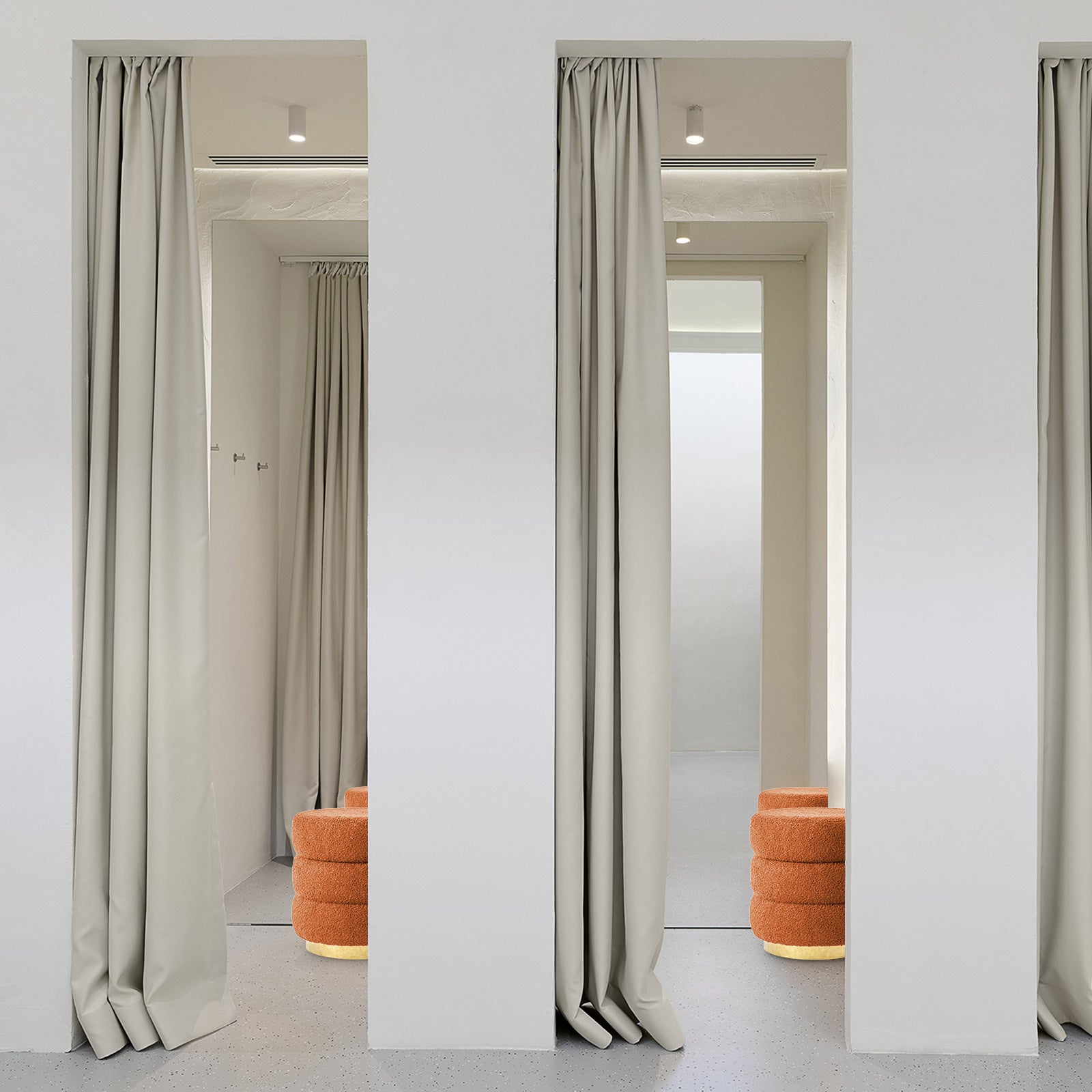 Round Stacked Ottoman Stool Teddy Fleece Fabric Foot Rest 38cm ORANGE - VogueDecor.au