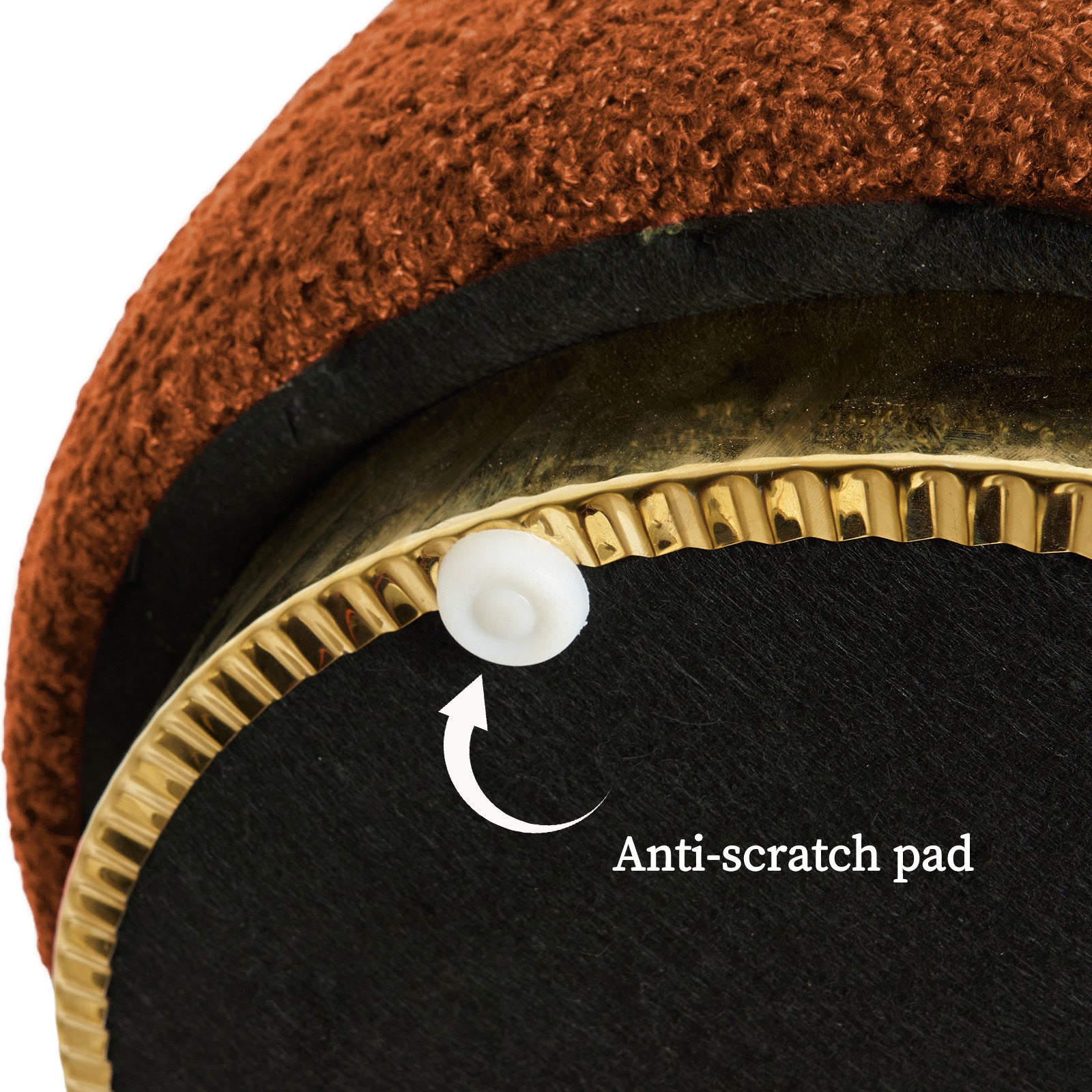 2X Round Stacked Ottoman Stool Teddy Fleece Fabric Foot Rest 38cm ORANGE - VogueDecor.au