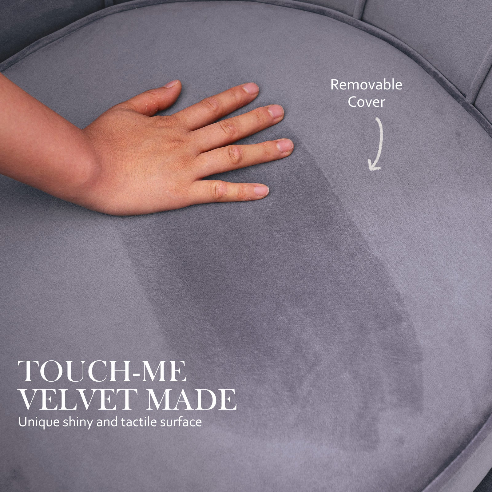 Armchair Padded Lounge Chair Accent Velvet Shell Scallop GREY - VogueDecor.au