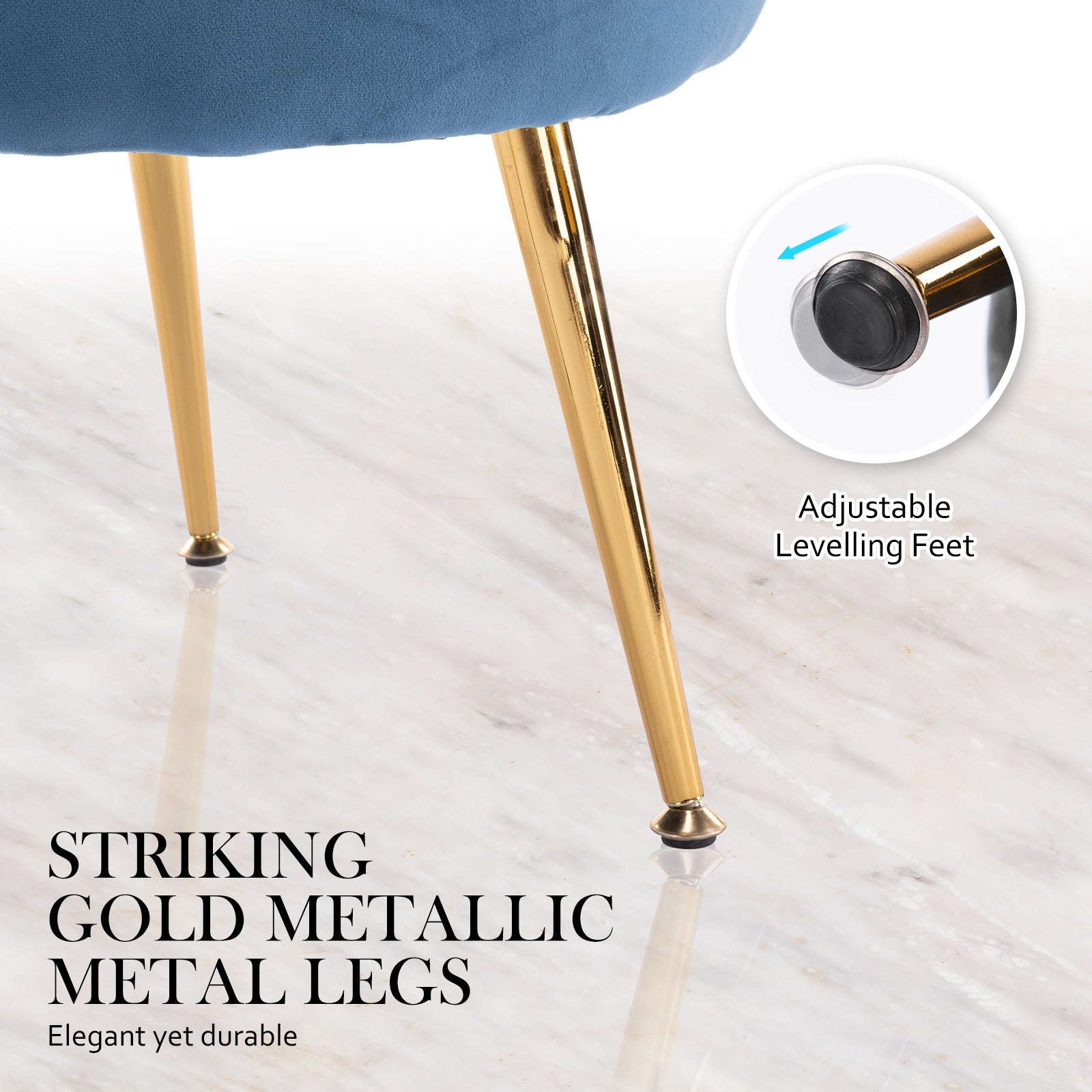 Armchair Padded Lounge Chair Accent Velvet Shell Scallop NAVY BLUE - VogueDecor.au