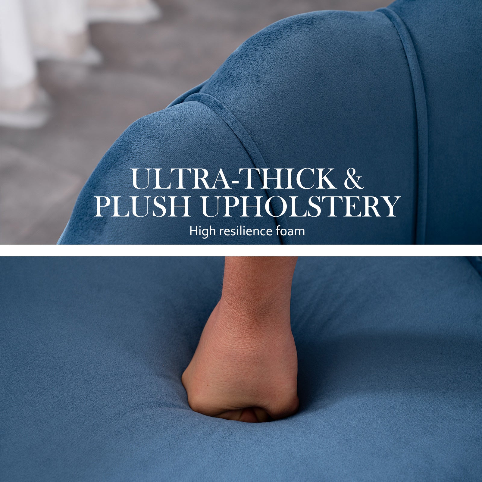 Armchair Padded Lounge Chair Accent Velvet Shell Scallop NAVY BLUE - VogueDecor.au