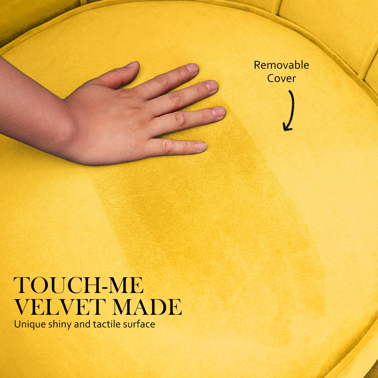 Armchair Padded Lounge Chair Accent Velvet Shell Scallop YELLOW - VogueDecor.au