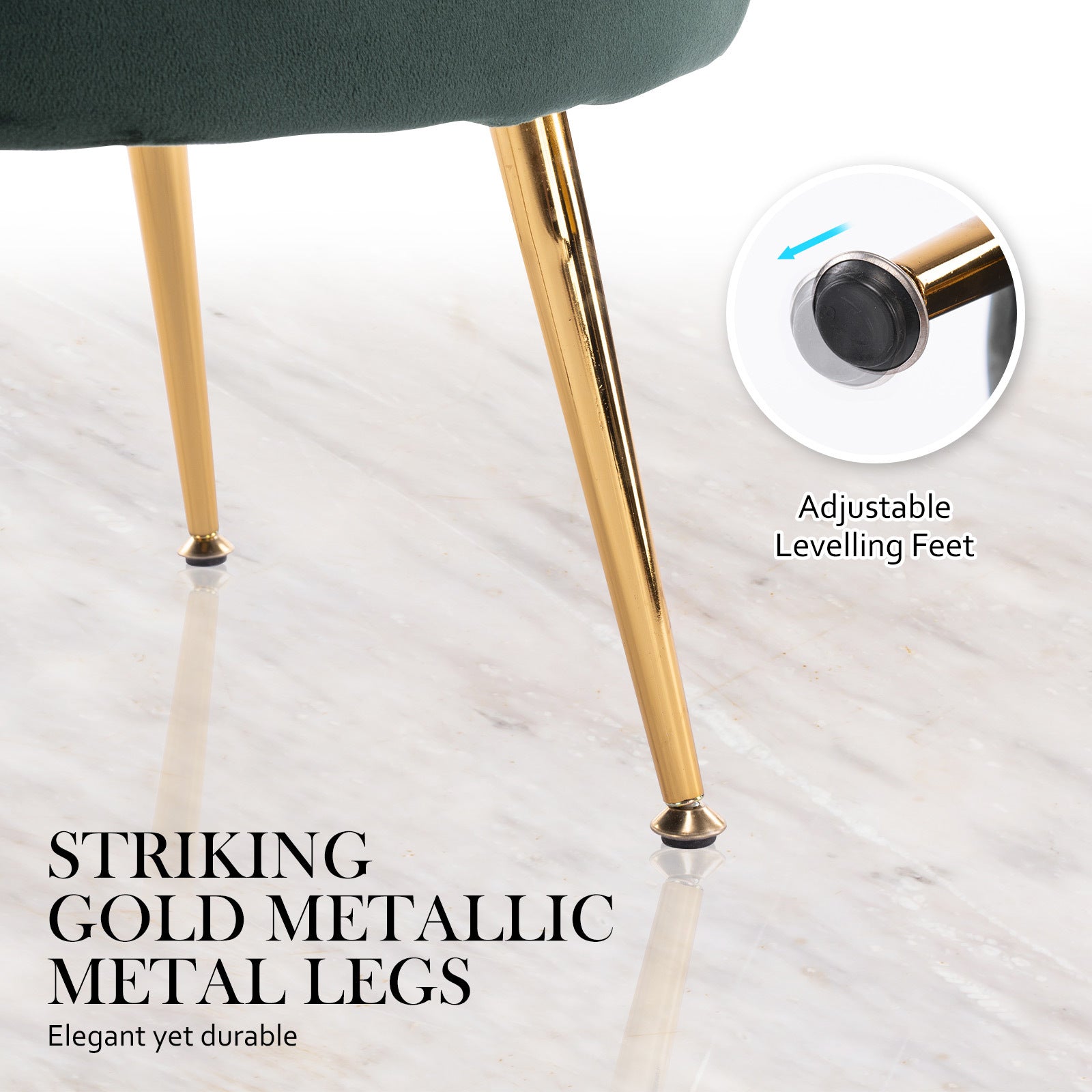 Armchair Lounge Chair Accent Velvet Shell Scallop + Ottoman Footstool Round GREEN - VogueDecor.au