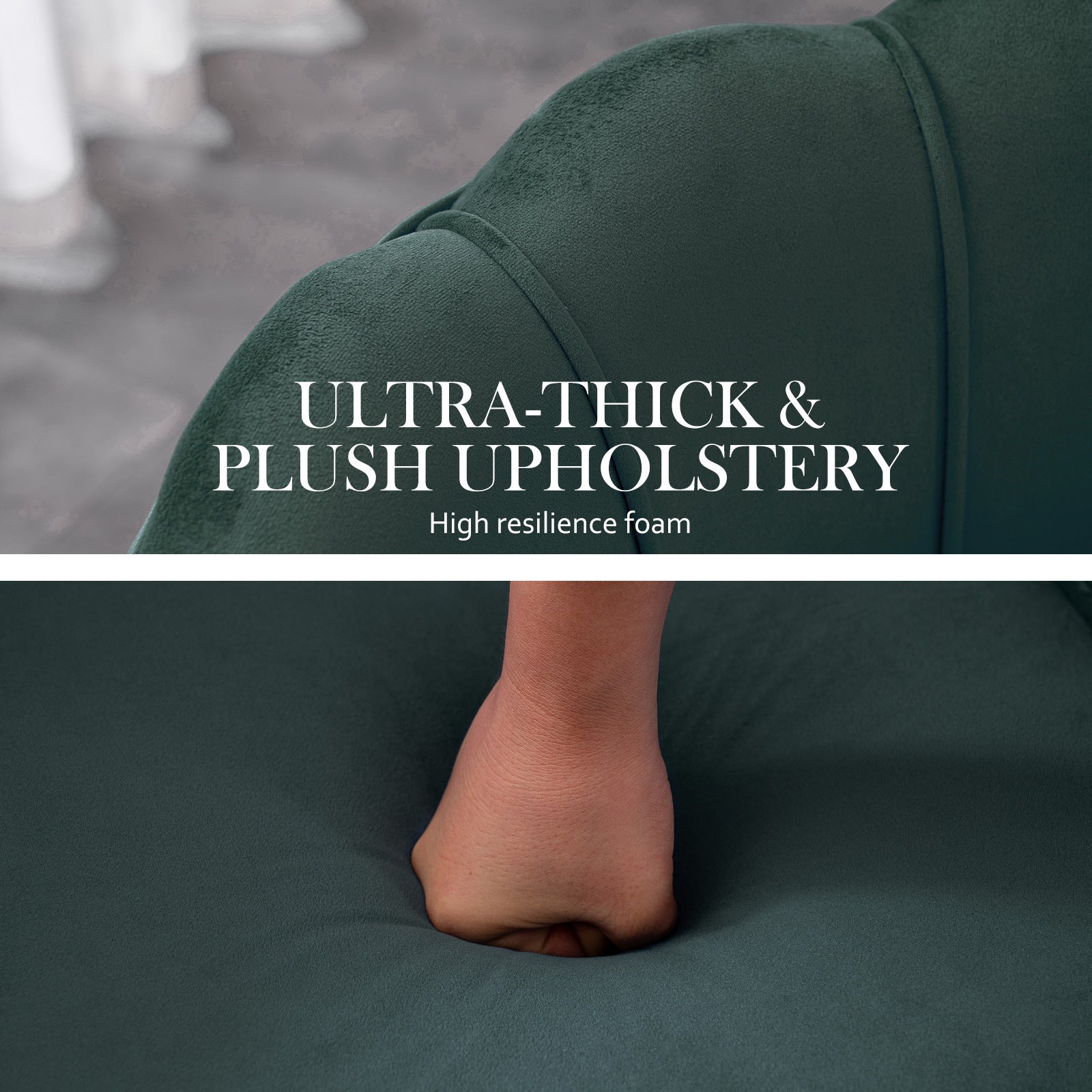 Armchair Lounge Chair Accent Velvet Shell Scallop + Ottoman Footstool Round GREEN - VogueDecor.au