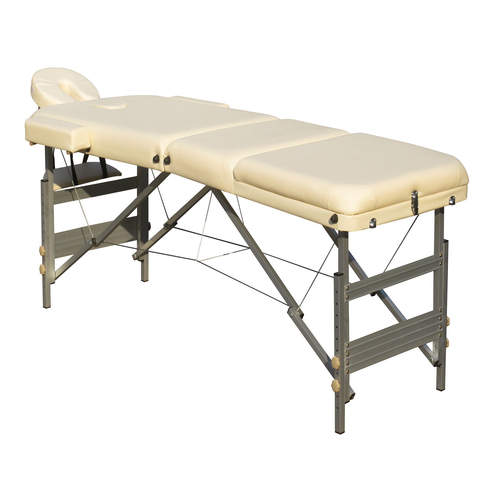 YES4HOMES 3 Fold 5 cm Thickness Foam Portable Aluminium Massage Table Massage Bed Beauty Therapy Beige