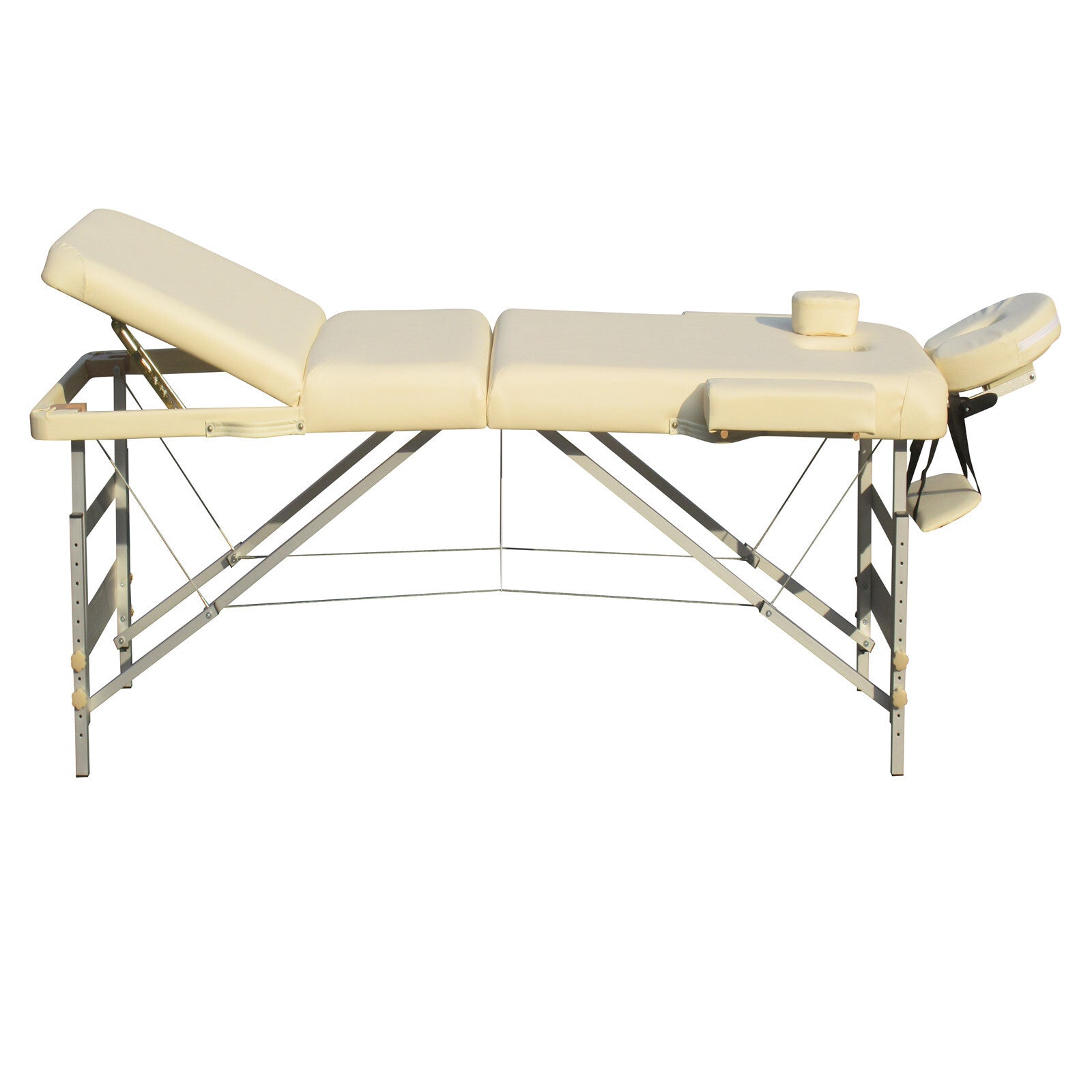 YES4HOMES 3 Fold 5 cm Thickness Foam Portable Aluminium Massage Table Massage Bed Beauty Therapy Beige