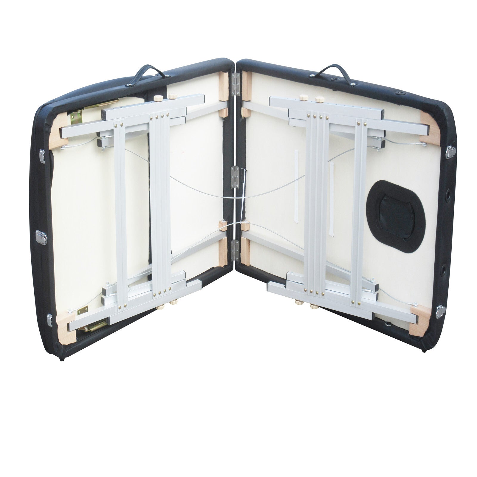 YES4HOMES 3 Fold 5 cm Thickness Foam Portable Aluminium Massage Table Massage Bed Beauty Therapy Black