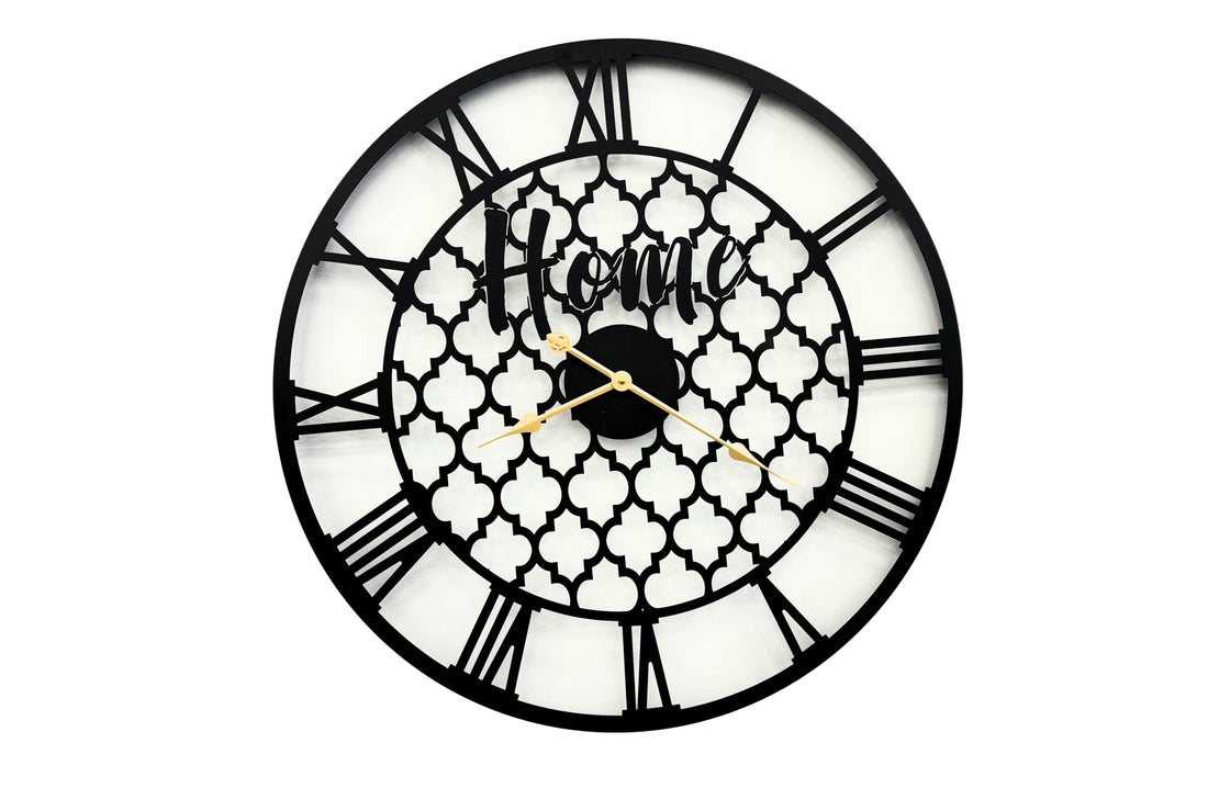 Quatrefoil 80cm Wall Clock -Black - VogueDecor.au