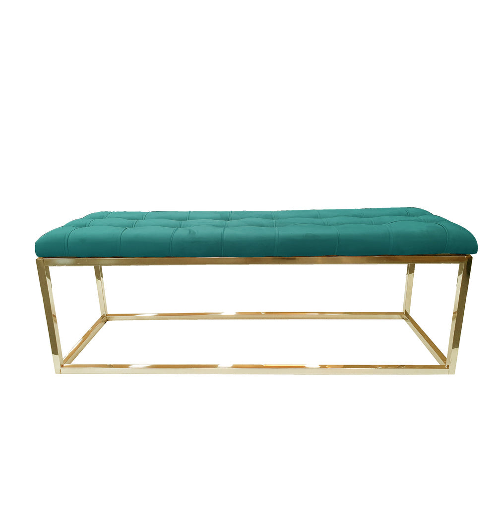 Holly Ottoman Gold Base - Green Seat - VogueDecor.au