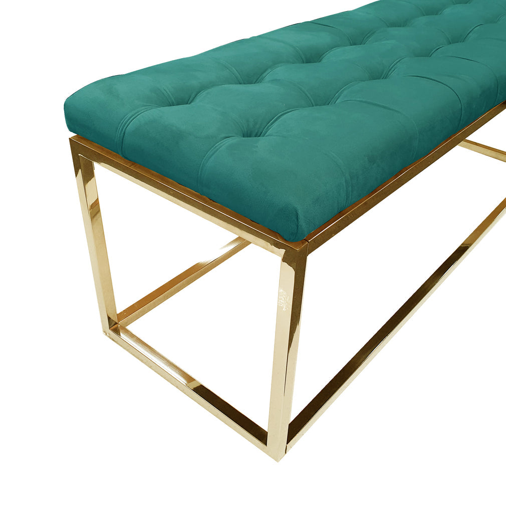 Holly Ottoman Gold Base - Green Seat - VogueDecor.au