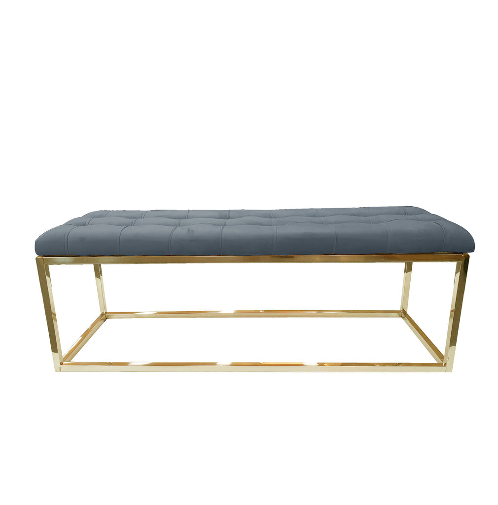 Holly Ottoman Gold Base - Dark Grey Seat - VogueDecor.au