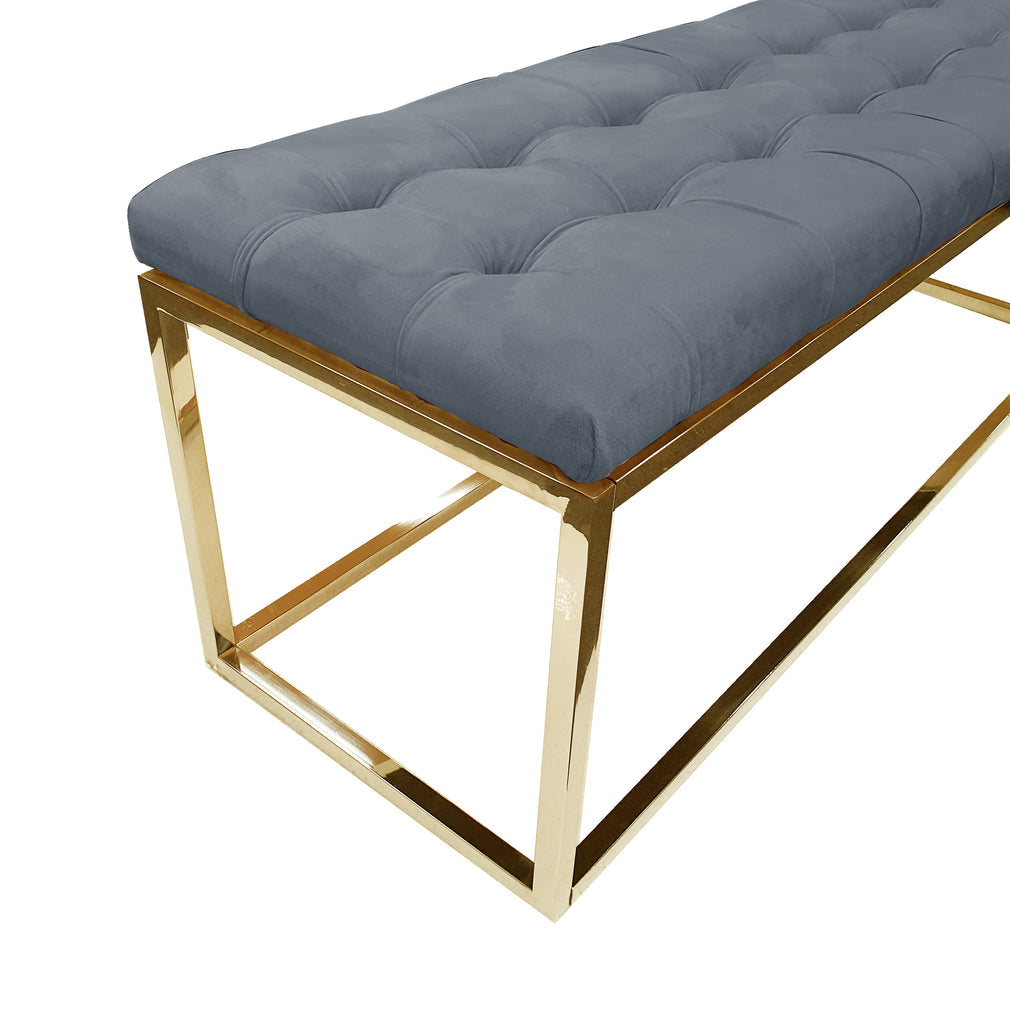 Holly Ottoman Gold Base - Dark Grey Seat - VogueDecor.au