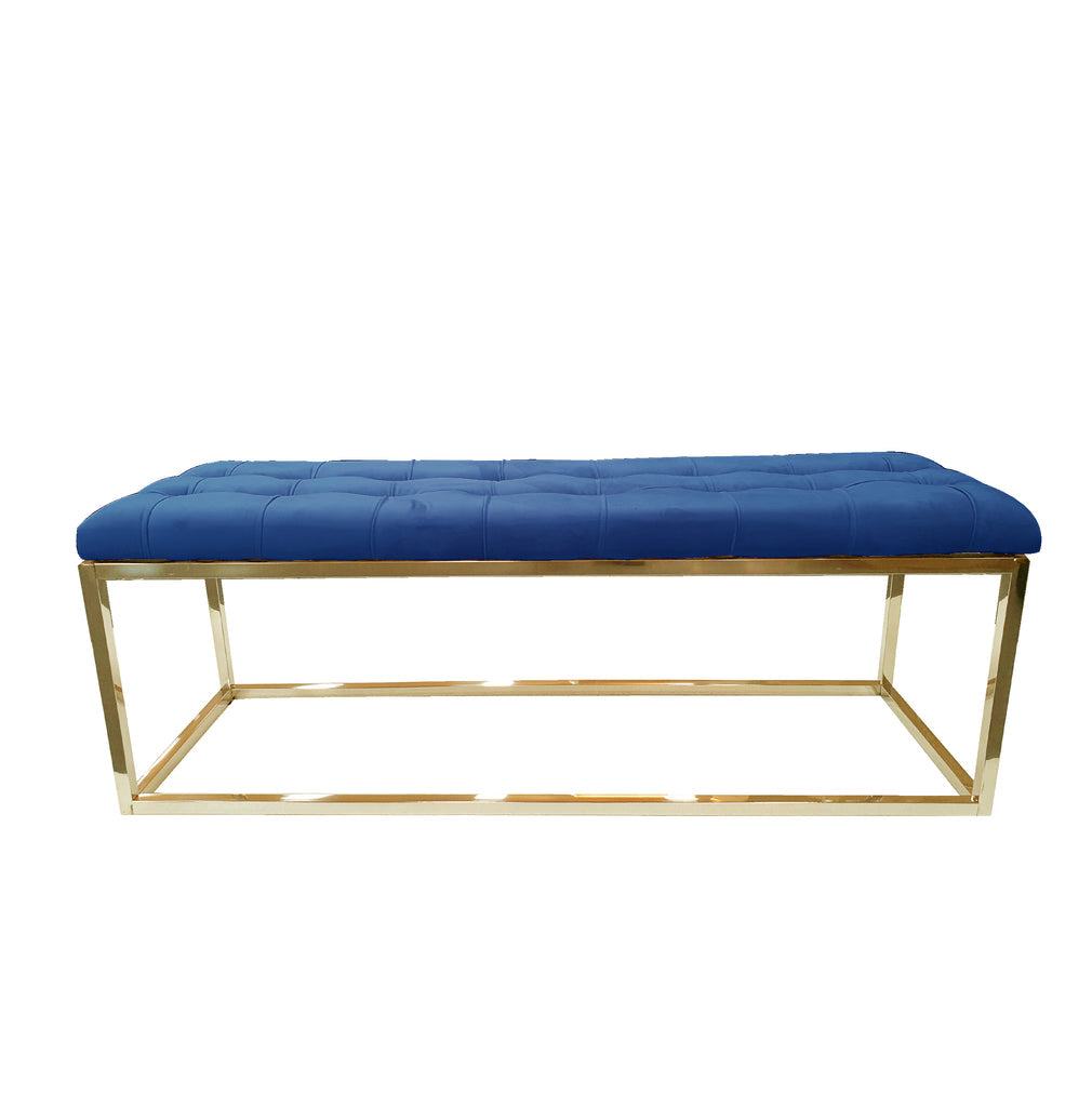 Holly Ottoman Gold Base - Blue Seat - VogueDecor.au
