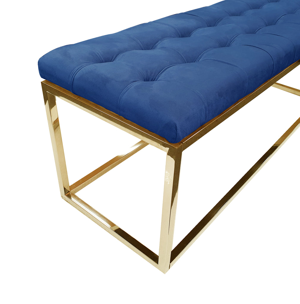 Holly Ottoman Gold Base - Blue Seat - VogueDecor.au
