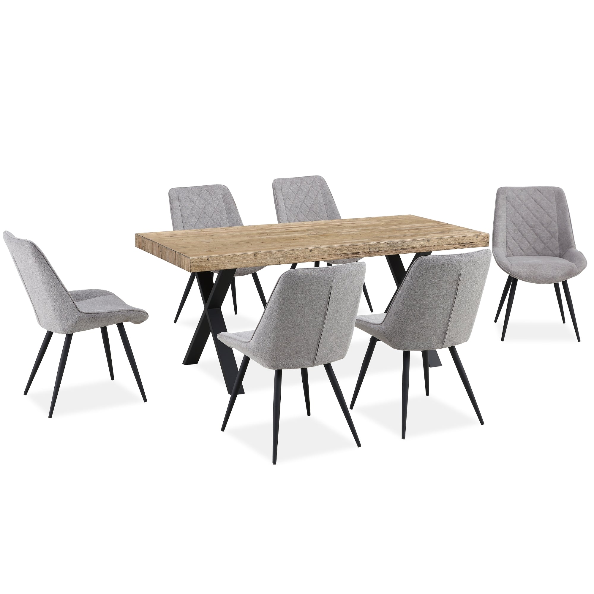 Helenium Dining Chair Set of 6 Fabric Seat with Metal Frame - Granite - VogueDecor.au