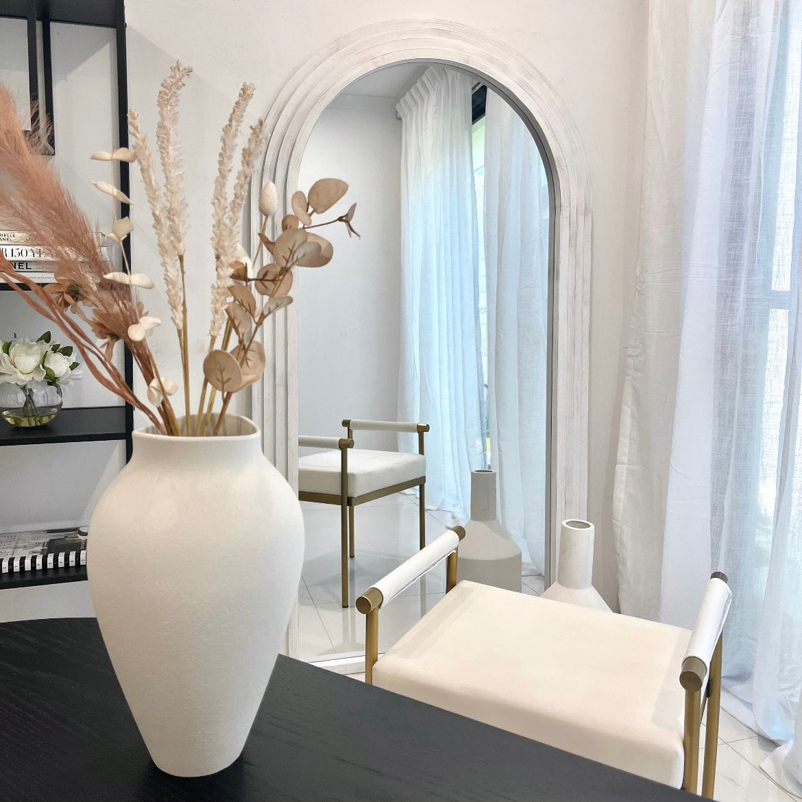 Interior Ave -Sierra Arched Step Mirror - Beach White - Large Full Length Mirror - VogueDecor.au