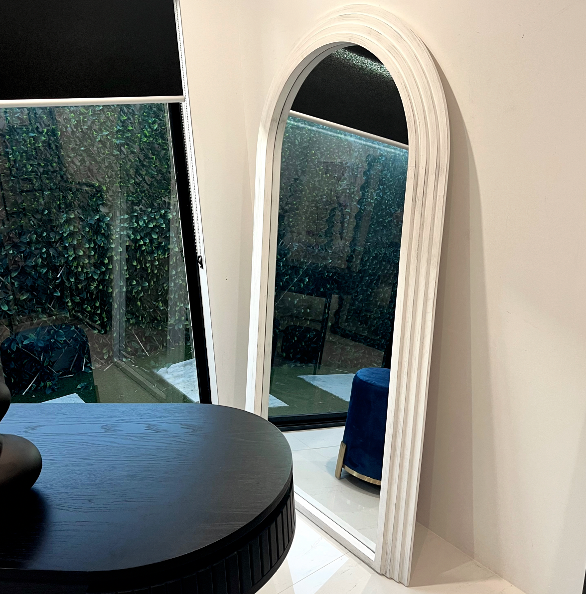 Interior Ave -Sierra Arched Step Mirror - Beach White - Large Full Length Mirror - VogueDecor.au
