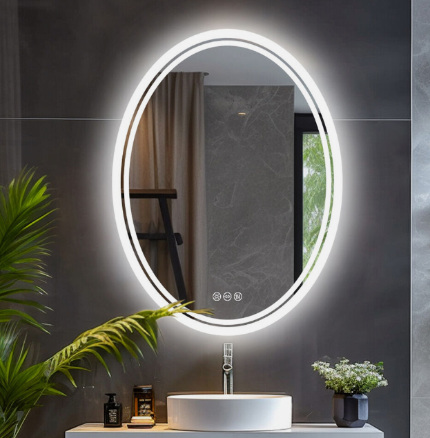 Interior Ave - LED Oval Frameless Salon / Bathroom Wall Mirror - 50 x 70cm - VogueDecor.au