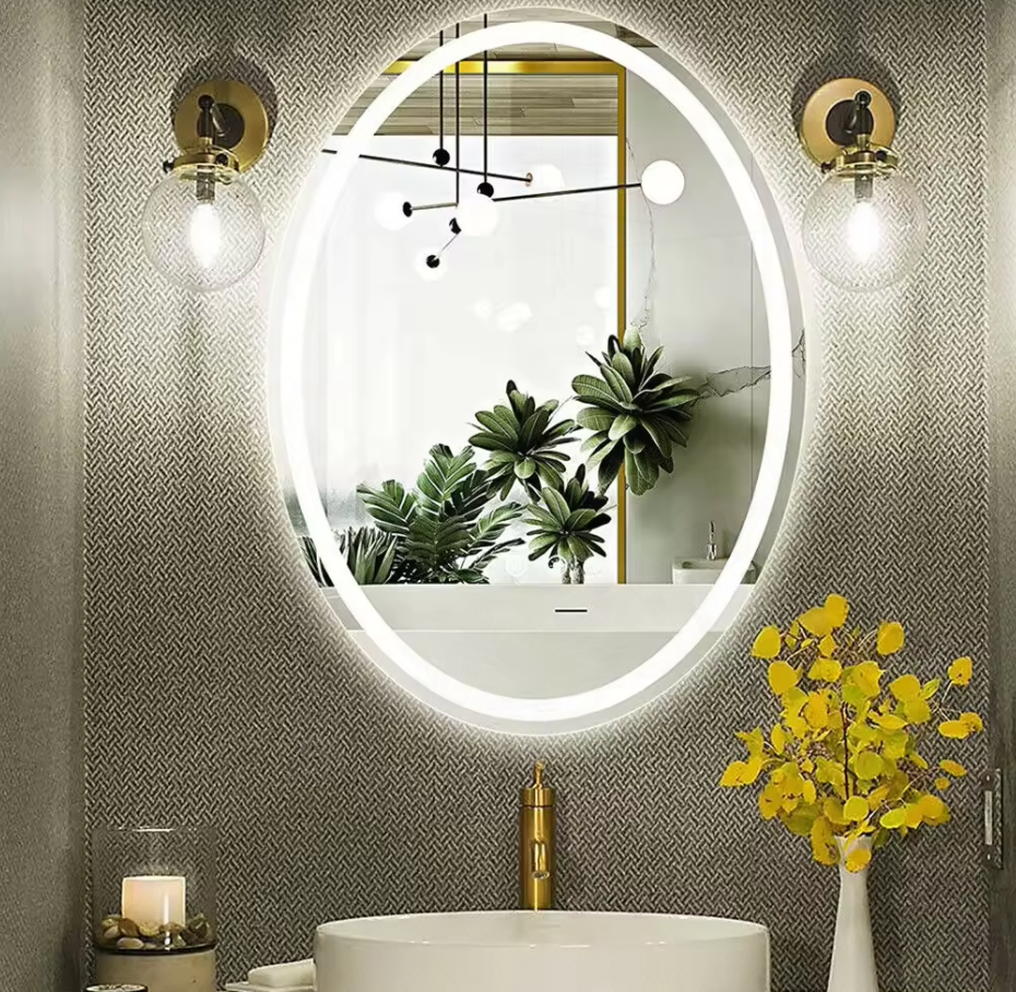 Interior Ave - LED Oval Frameless Salon / Bathroom Wall Mirror - 50 x 70cm - VogueDecor.au