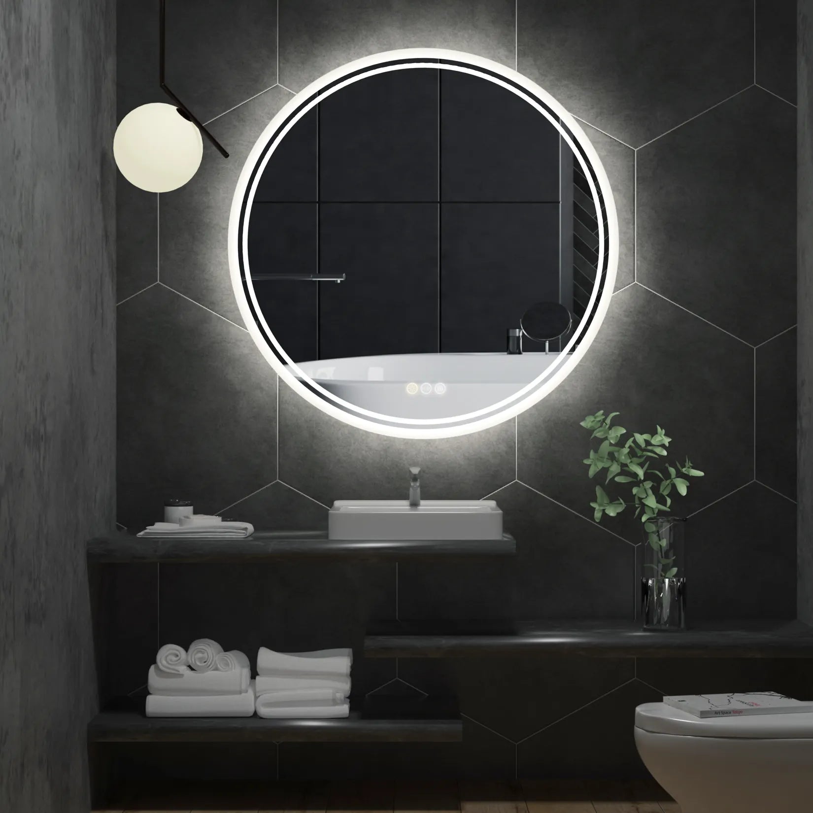 Interior Ave - LED Round Frameless Salon / Bathroom Wall Mirror - 80m - VogueDecor.au