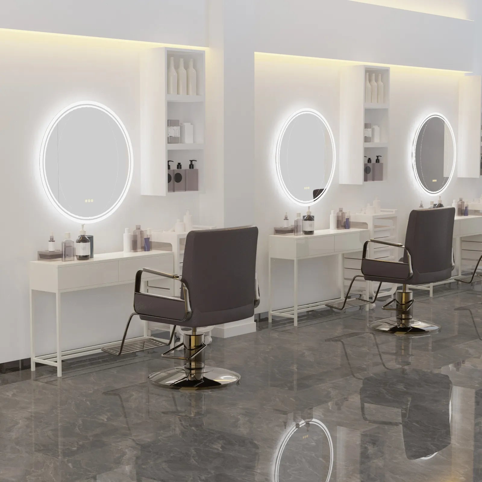 Interior Ave - LED Round Frameless Salon / Bathroom Wall Mirror - 80m - VogueDecor.au