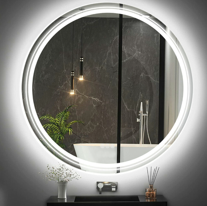 Interior Ave - LED Round Frameless Salon / Bathroom Wall Mirror - 90cm - VogueDecor.au