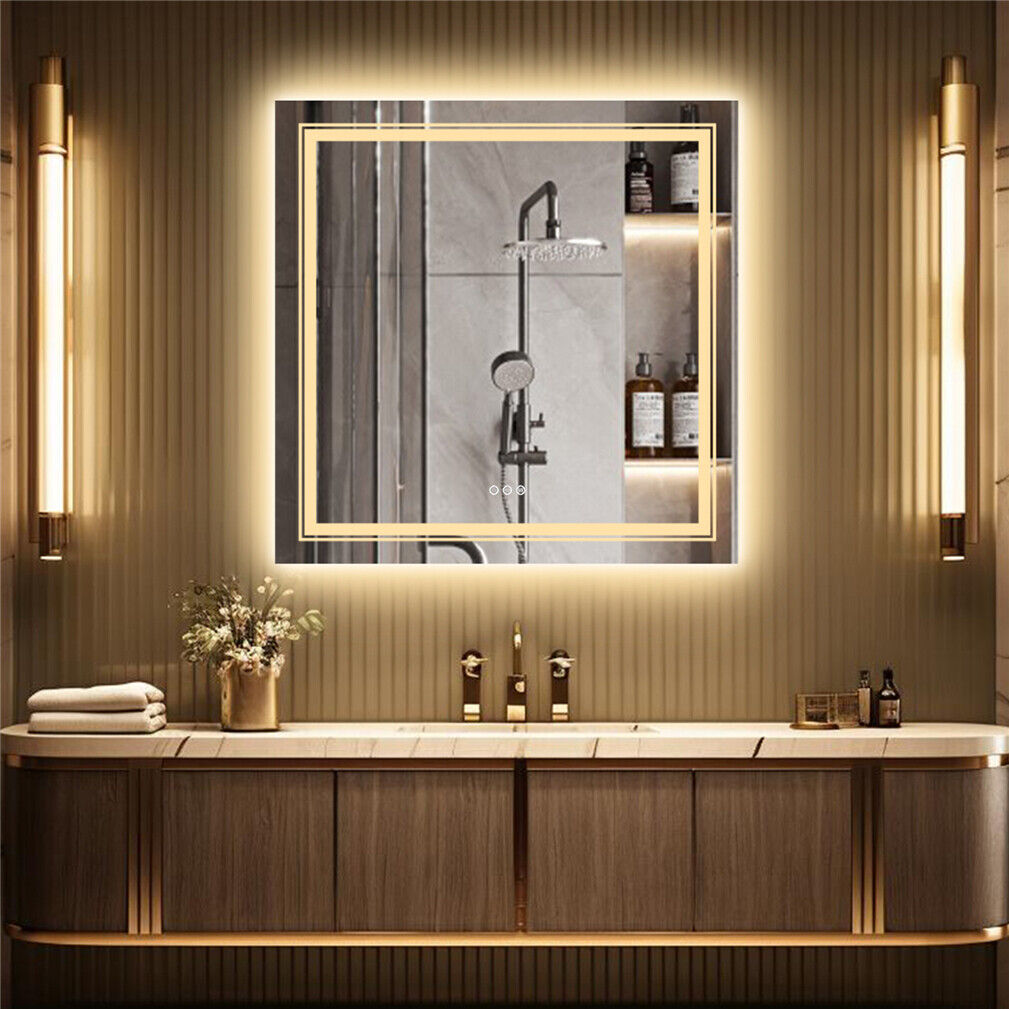 Interior Ave - LED Square Frameless Salon / Bathroom Wall Mirror - 80 x 80cm - VogueDecor.au