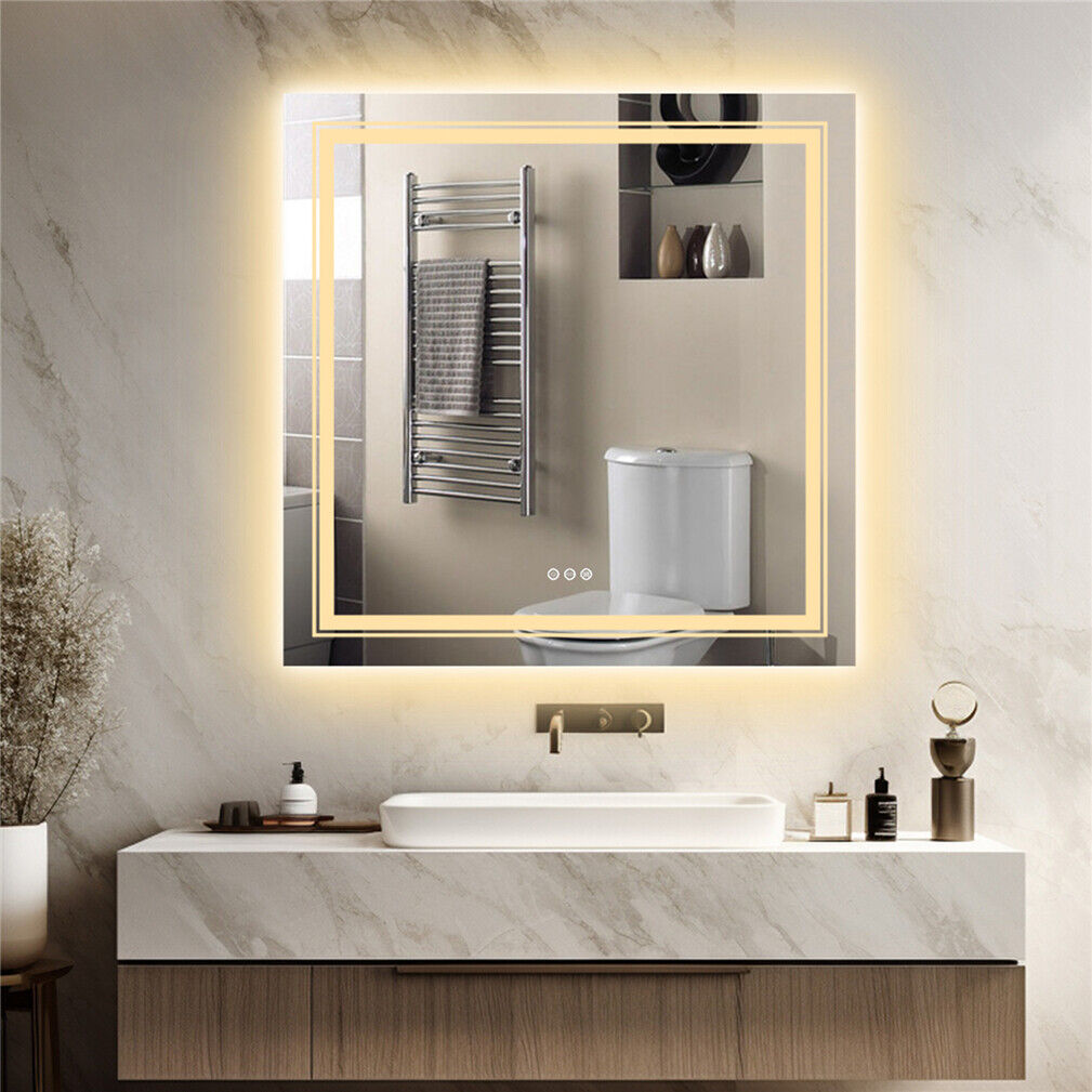 Interior Ave - LED Square Frameless Salon / Bathroom Wall Mirror - 80 x 80cm - VogueDecor.au
