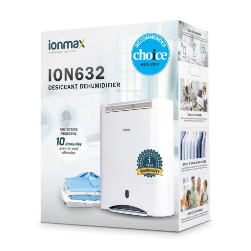 Ionmax ION632 10L/day Desiccant Dehumidifier CHOICE Recommended & Sensitive Choice Approved - VogueDecor.au