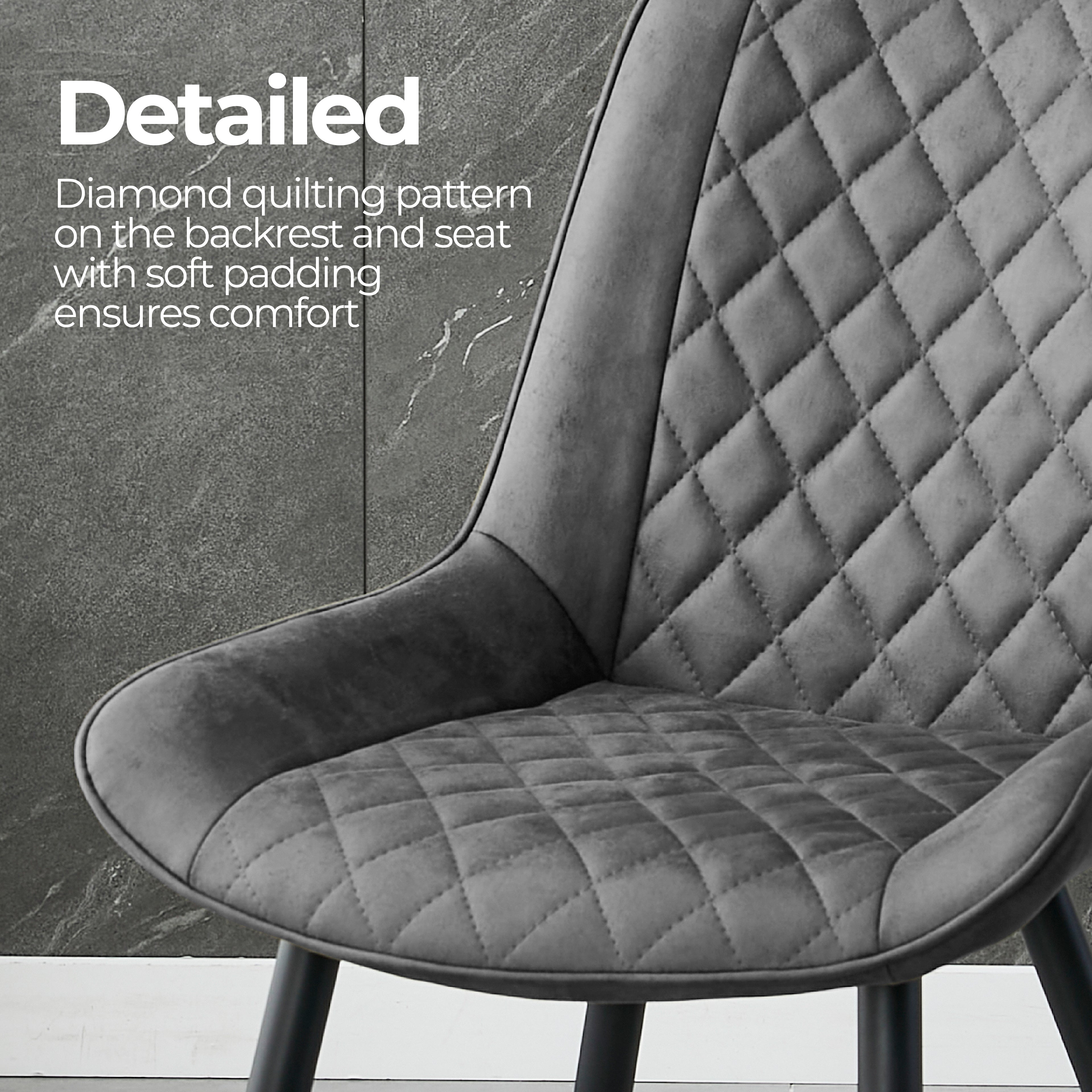 Tyler Fabric Chair (Set of 4) - Grey - VogueDecor.au