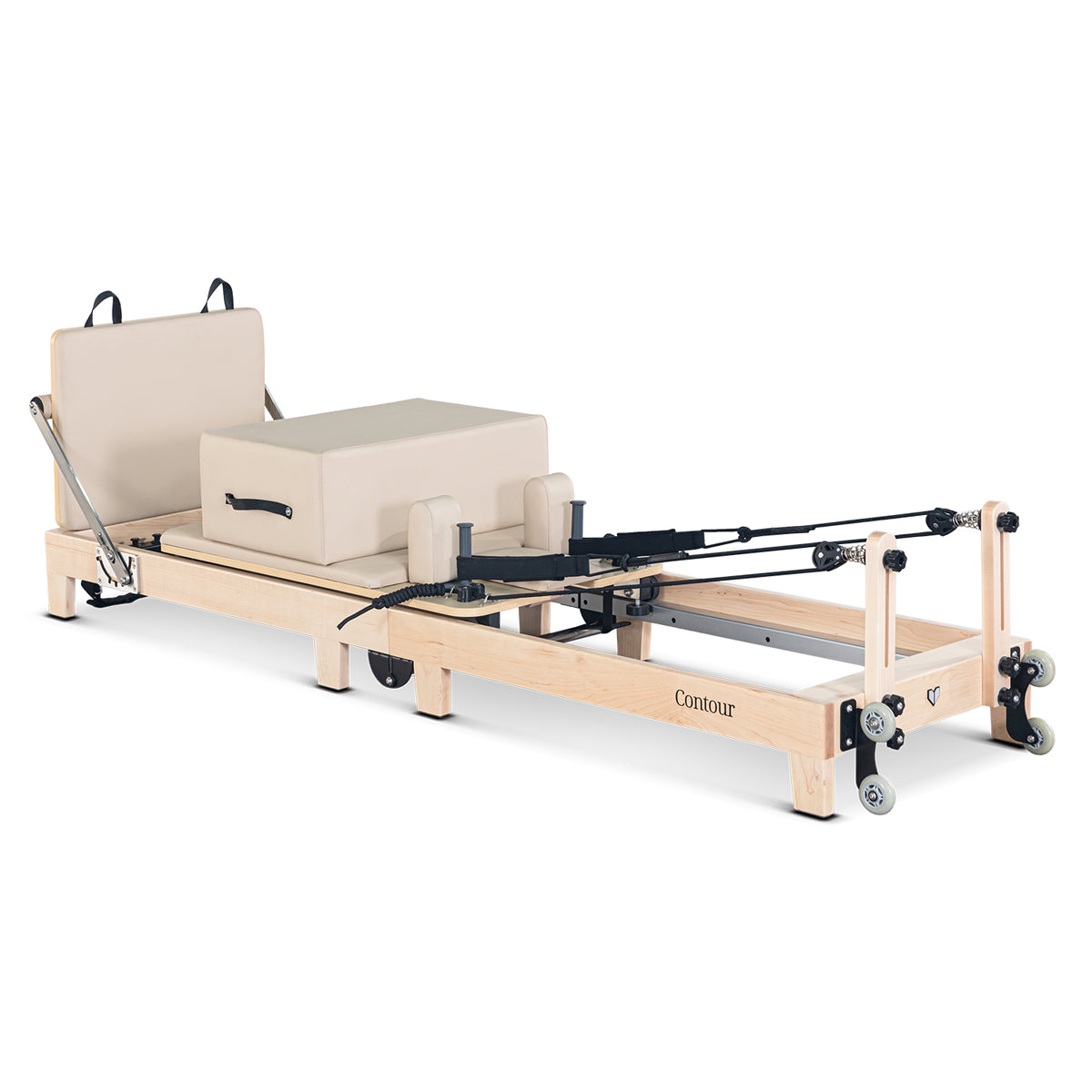 Lifespan Fitness Contour Folding Wooden Pilates Reformer Machine Set (Beige) - VogueDecor.au