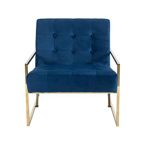 Carman Arm Chair Blue Velvet - VogueDecor.au