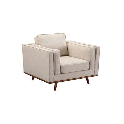 Single Seater Armchair Sofa Modern Lounge Accent Chair in Beige Fabric with Wooden Frame - VogueDecor.au