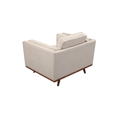 Single Seater Armchair Sofa Modern Lounge Accent Chair in Beige Fabric with Wooden Frame - VogueDecor.au