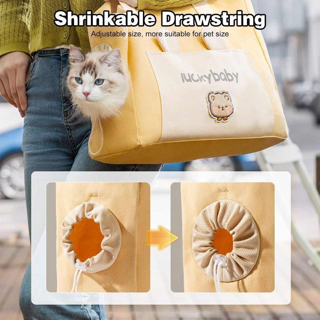 Portable Breathable Adjustable Crossbody Pet Carrier Bag Large Capacity for Pet - Beige
