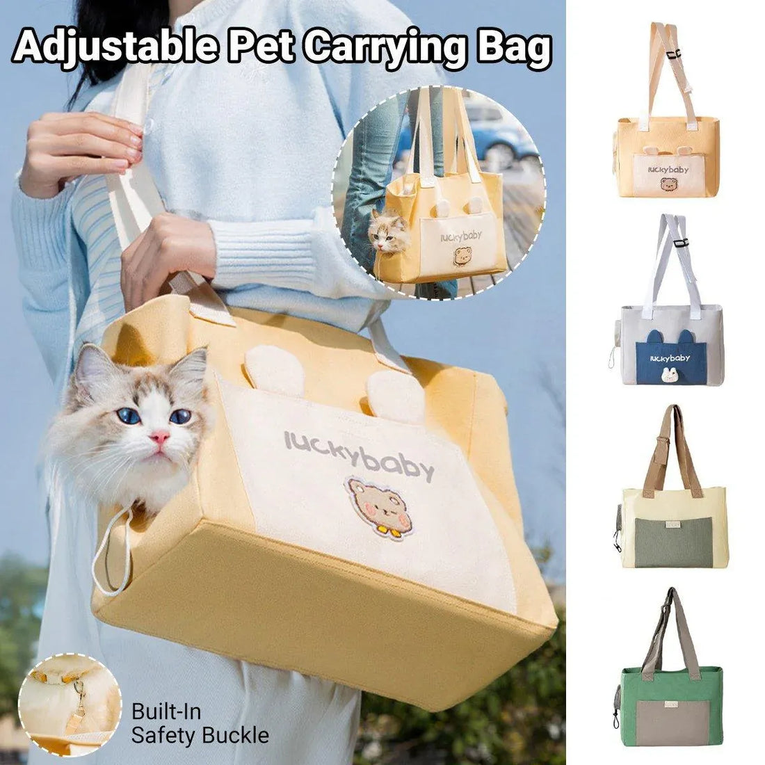 Portable Breathable Adjustable Crossbody Pet Carrier Bag Large Capacity for Pet - Green